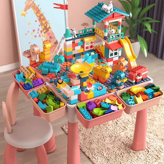 6-in-1 Kids Activity Table & Chair Set with Storage – Building Blocks & Learning Play | Tots N Paws